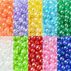 3000個10色環境に優しい透明アクリルビーズ  ラウンド  ミックスカラー  4mm  穴：1.2mm&nbsp;TACR-CJ0001-15
