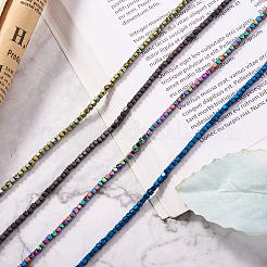 4 Strands 4 Colors PVD Vacuum Plating Electroplate Non-magnetic Synthetic Hematite Bead Strands&nbsp;G-FW0001-16