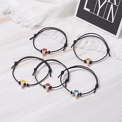 女性のためのアイスクリームアクリルエナメルビーズ調節可能なコードブレスレット  ミックスカラー  内径：1-7/8~3-3/8インチ（4.8~8.5cm）&nbsp;BJEW-JB07046