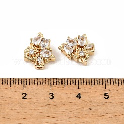 真鍮製マイクロパヴェキュービックジルコニアビーズ  クリスマスツリー  18KGP本金メッキ  透明  13.5x11.5x5.5mm  穴：1.6mm&nbsp;KK-C155-08G-01