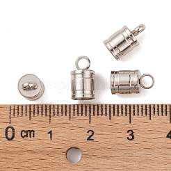 変色しにくい201ステンレススチールコードエンド  ステンレス鋼色  9.5x6mm  穴：1.5mm  内径：5mm&nbsp;X-STAS-E020-3