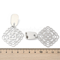 304ステンレススチールスタッドピアス  菱形  ステンレス鋼色  62.5x40mm&nbsp;EJEW-Z089-32P