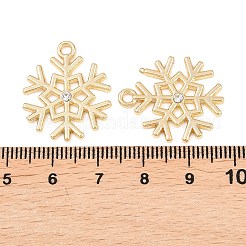 クリスマス合金ラインストーンペンダント  スノーフレークチャーム  ラックめっき  ゴールドカラー  24x20x2.5mm  穴：2mm&nbsp;FIND-B059-06G-01