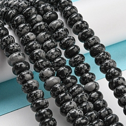 合成スノーフレーク黒曜石ビーズ連売り  ロンデル  8~8.5x5~5.5mm  穴：1.2mm  約76~77個/連  15.20''~15.47