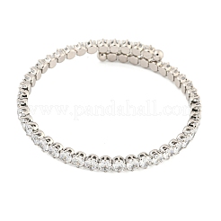 Rack Plating Brass Pave Clear Cubic Zirconia Open Cuff Bangles for Women&nbsp;BJEW-U004-02P