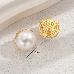 ファッショナブルな真鍮の半円形スタッドピアス  模造パールと  ゴールドカラー  20mm&nbsp;OO2470