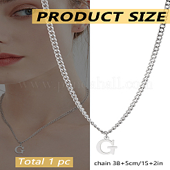 304ステンレススチールレターペンダントネックレス1個  ステンレス鋼色  鉛フリー＆ニッケルフリー＆カドミウムフリー  文字g  15.16インチ（38.5cm）〜16.54インチ（42cm）  文字：1mm&nbsp;NJEW-LP0001-33G-P