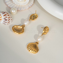 Stainless Steel Shell Shape Dangle Stud Earrings&nbsp;HG2493