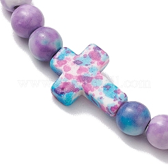 Synthetic Ocean White Jade Beads Stretch Bracelets for Women Men&nbsp;BJEW-JB11300-02