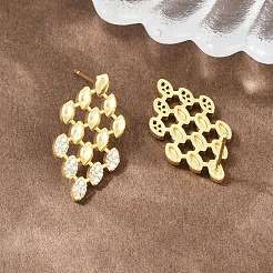Brass Micro Pave Cubic Zirconia Stud Earrings&nbsp;PR-CBACDF6-03G