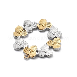 304ステンレスペンダント  花のチャーム  PVD真空メッキ  本金メッキ&ステンレススチールカラー  24.5x23.5x1.5mm  穴：1.5mm&nbsp;STAS-R155-045GP-02