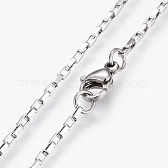 Non-Tarnish 304 Stainless Steel Box Chain Necklaces&nbsp;NJEW-F248-22A-P