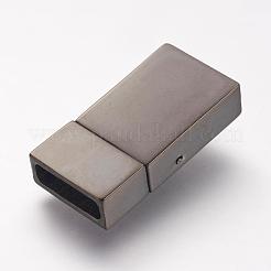 304ステンレススチール製マグネット留め具  長方形  ガンメタ色  23x12x6mm  穴：3x10mm&nbsp;STAS-I045-04-B