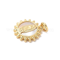 Brass Pave Natural White Shell Pendants&nbsp;KK-S522-06A-G