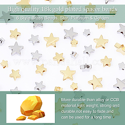 60Pcs 6 Style Brass Beads&nbsp;FIND-PH0005-57