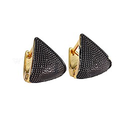 Brass Micro Pave Cubic Zirconia Triangle Hoop Earrings&nbsp;FS-WG3BBE8-02