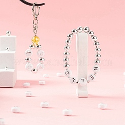 DIYジュエリーセット作り  メッキアクリルビーズと弾性クリスタルスレッドを備えたブレスレット  文字L  ミックスカラー  1600個/セット&nbsp;DIY-LS0002-76