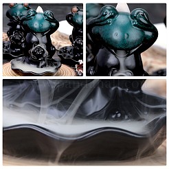 3Pcs 3 Styles Ceramic Decorations Lotus Frog Flowback Incense Stove Ceramic Incense Stove Decorations Gift&nbsp;JX846A