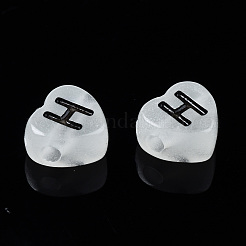 明るい白い煙のアクリルビーズ  水平穴  混合文字の心  ランダムな混合文字  7x7x4mm  穴：1.6mm  約3200個/500g&nbsp;MACR-S273-69