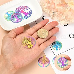 14Pcs 7 Styles Ion Plating(IP) 201 Stainless Steel Filigree Pendants&nbsp;STAS-SZ0002-34