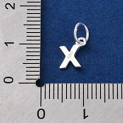 スターリングシルバーの文字チャーム925個  丸カンとスタンプ925個付き  銀色のメッキ  文字x  7.5x6.5x0.8mm  穴：4mm&nbsp;LS-STER-C012-01S-X