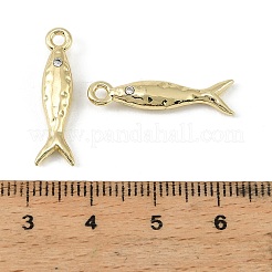 合金ラインストーンペンダント  魚のチャーム  長持ちメッキ  ラックめっき  ゴールドカラー  23.5x6.5x4mm  穴：1.8mm&nbsp;FIND-H024-14G