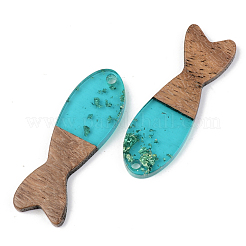 Transparent Resin & Walnut Wood Pendants&nbsp;RESI-S389-054A-B03
