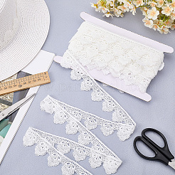 15ヤードのミルクファイバー刺繍フラワーレーストリム  洋服アクセサリー用  ホワイト  1-3/8インチ（36mm）&nbsp;OCOR-CY0001-55