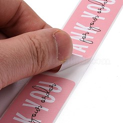 ピンクの長方形の紙ありがとうステッカー  単語付きの足跡  粘着ギフトタグラベルyoustickers  言葉  6x2.75cm  500PCS /ロール&nbsp;X1-DIY-C042-07B