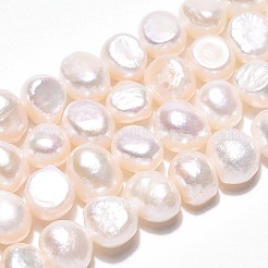 天然養殖淡水パールビーズ連売り  研磨両側  乳白色  6~7x6~8x3~6mm  穴：0.6mm  約57~58個/連  13.78~13.98''（35~35.5センチメートル）&nbsp;PEAR-N014-06E-02