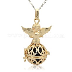 Golden Tone Brass Hollow Round Cage Pendants&nbsp;KK-J238-06G