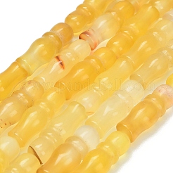 天然石瑪瑙ビーズ連売り  染め＆加熱  竹の形  きいろ  25x8~8.5mm  穴：1.5mm  約16個/連  15.75''（40センチメートル）&nbsp;G-Z144-A02-01C