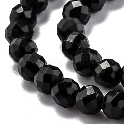 天然石ブラックトルマリンビーズ連売り  多面カット  ラウンド  2.7~3.5mm  穴：0.7mm  約120個/連  38cm&nbsp;G-H266-11A