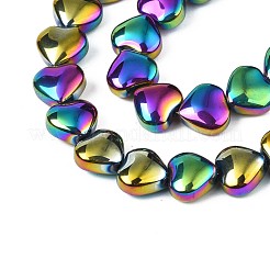 電気メッキガラスビーズセット  半分メッキ  ハート  黄金メッキ  9~10x10x5.5mm  穴：0.8mm  約70~71個/連  25.20インチ〜26.38インチ（64~67cm）&nbsp;X-EGLA-S188-14-C02