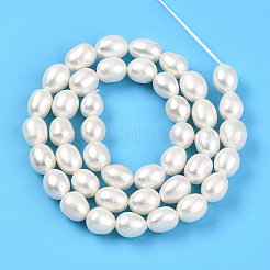 天然養殖淡水パールビーズ連売り  ライス  乳白色  7~9x6~7mm  穴：0.5mm  約44~45個/連  14.37~14.76''（36.5~37.5センチメートル）&nbsp;PEAR-N012-07X