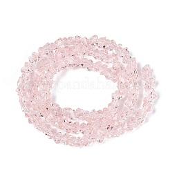 透明ガラスビーズ連売り  三角形  多面カット  ミスティローズ  2~2.5x3.5~4x3.5~4mm  穴：0.8mm  約126~132個/連  13.78~14.96''（35~38センチメートル）&nbsp;GLAA-N018-3mm-05
