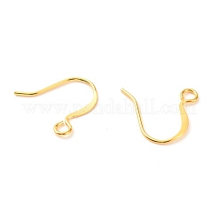 真鍮のピアスフック  水平ループ付き  長持ちメッキ  18KGP本金メッキ  14x16x0.7mm  穴：2mm  21ゲージ  ピン：0.7mm&nbsp;KK-F824-012G