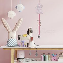 ウサギ不織布ヘアピンヘアクリップ吊り下げホルダー収納オーガナイザー  ポリエステルベルトと合金キーホルダー付き  女の子の部屋用吊り飾りヘアアクセサリー収納ベルト装飾  ショッキングピンク  71.3cm&nbsp;ODIS-WH0025-129A