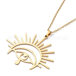 201 Stainless Steel Sun with Eye Pendant Necklace with Cable Chains&nbsp;NJEW-Q317-02G