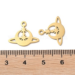 イオンプレーティング（IP）304ステンレスペンダント  手動研磨  ムーンチャーム  ゴールドカラー  14.5x17x1mm  穴：1.6mm&nbsp;STAS-Q303-21G
