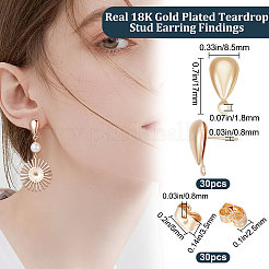 30Pcs Brass Stud Earring Findings&nbsp;KK-BBC0005-04