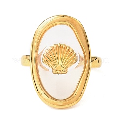 Oval with Shell Shape Resin Finger Rings&nbsp;STAS-Z101-07G-01