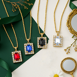 4 Colors Rectangle Rhinestone Jewerly Set&nbsp;SJEW-HY0001-12