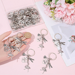 20Pcs Alloy Ballet Shoes & Dancing Girl & Heart Keychains&nbsp;KEYC-SC00043