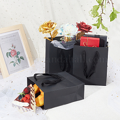 紙袋  ギフトバッグ  ショッピングバッグ  ウェディングバッグ  ハンドル付き長方形  ブラック  16x13x6cm&nbsp;LS-CARB-NB0001-02