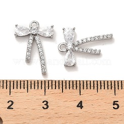 Brass Micro Pave Clear Cubic Zirconia Pendants&nbsp;KK-C054-23P