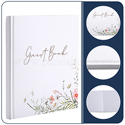 紙の結婚式のゲストブックのメモ帳  結婚式の装飾のため  花の長方形  ホワイト  215x213x15.5mm&nbsp;AJEW-WH0348-156