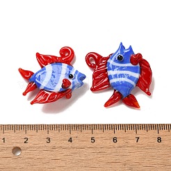 手作りランプワークペンダント  魚  藤紫色  30~32.5x29.5~31.5x11.5~13mm  穴：1.2~3mm&nbsp;X-LAMP-G162-01B