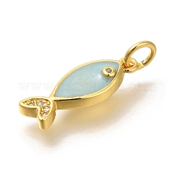 Brass Cubic Zirconia Pendants&nbsp;KK-M295-14G-02