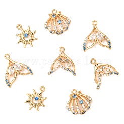 8Pcs 4 Styles Brass Micro Pave Cubic Zirconia Pendants&nbsp;KK-FS0001-96